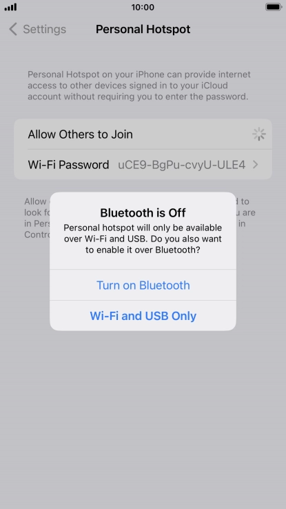 If Wi-Fi is turned on, press Wi-Fi and USB Only.