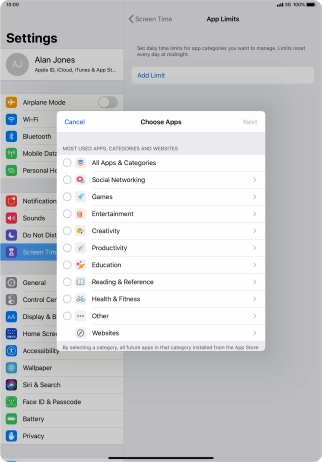 Press the required categories.