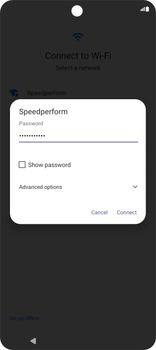 Key in the password for the Wi-Fi network and press Connect.