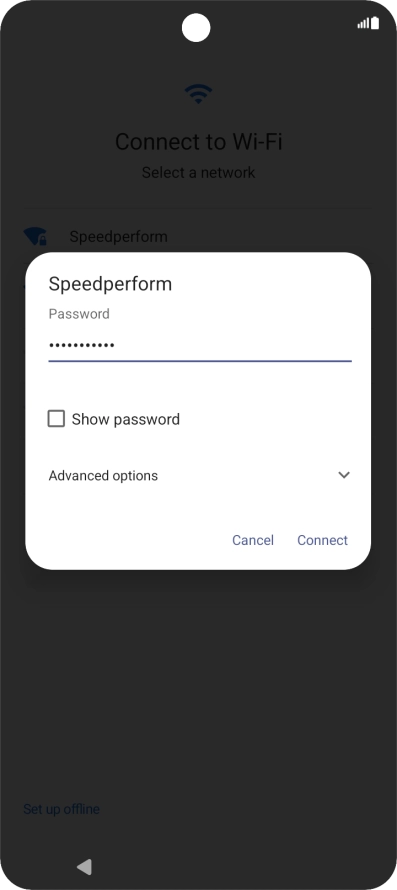 Key in the password for the Wi-Fi network and press Connect.