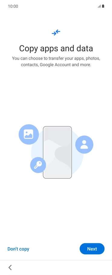 You can transfer the contents of another phone to your phone when it's activated for the first time and after a factory reset. When this screen is displayed, your phone is ready to transfer contents from another phone.
