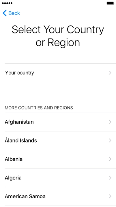 Press the required country or area.