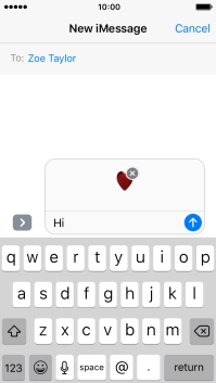 Press the send icon when you've finished your iMessage.
