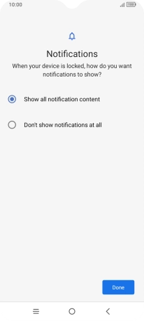 Press the required setting.