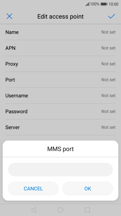 Key in 8080 and press OK.