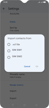 Press the name of the SIM.