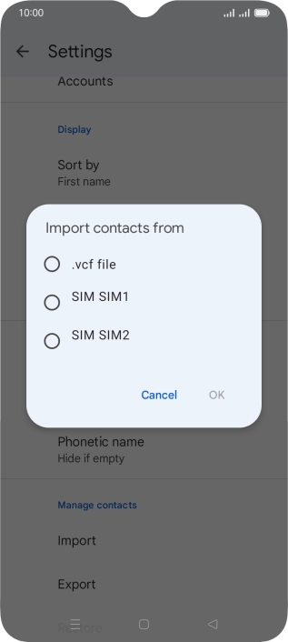 Press the name of the SIM.