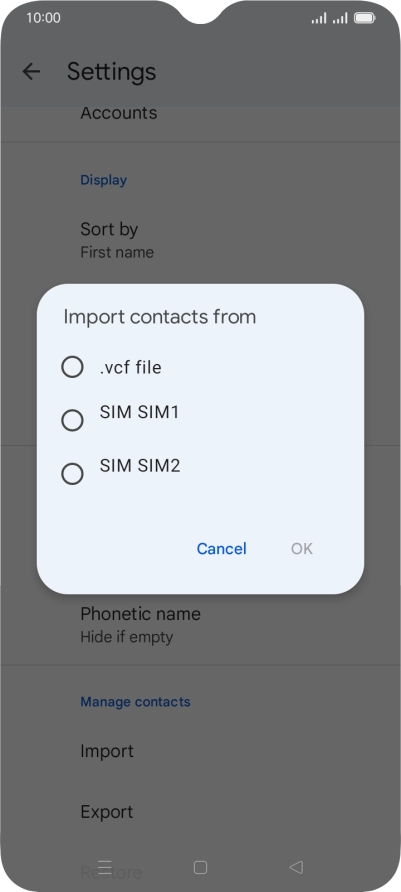 Press the name of the SIM.