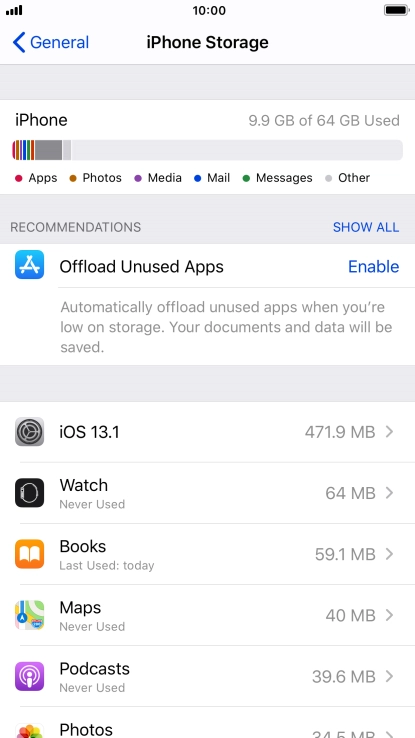 Press the required app.