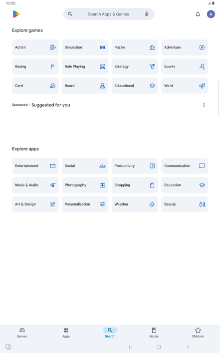 Press the search field.