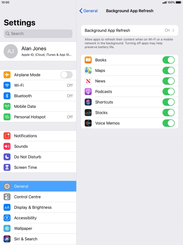 Press Background App Refresh.