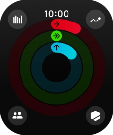 The screen will tell you how far you are from completing your daily activity goals. When the coloured rings are closed, you've reached the goals of your daily activity.