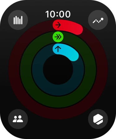 The screen will tell you how far you are from completing your daily activity goals. When the coloured rings are closed, you've reached the goals of your daily activity.