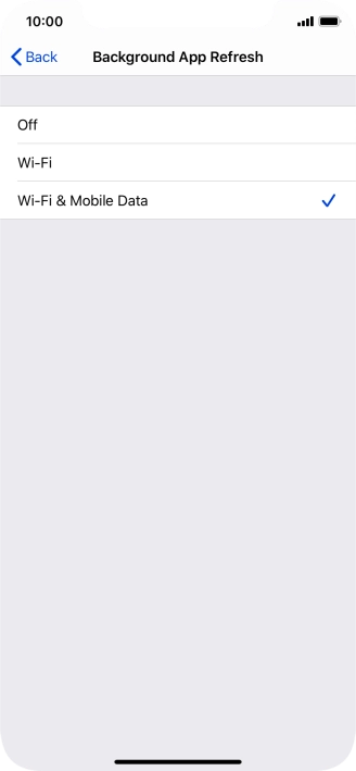 To turn off background refresh of apps, press Off.