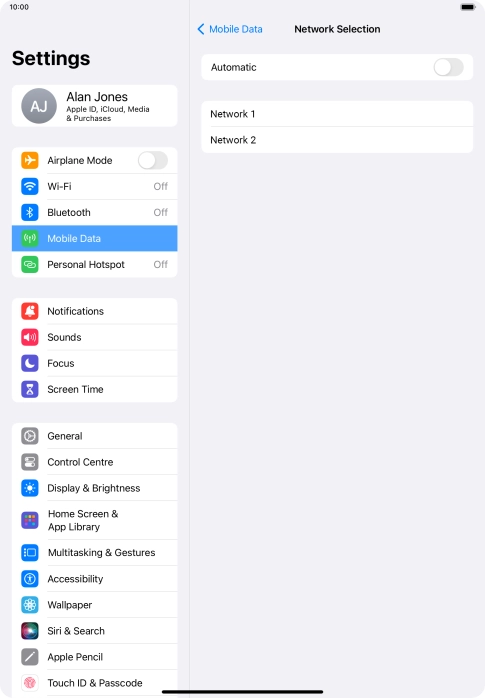 If you turn off the function, press the required network.