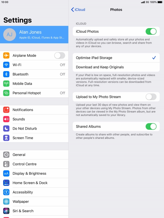 Press the indicator next to 