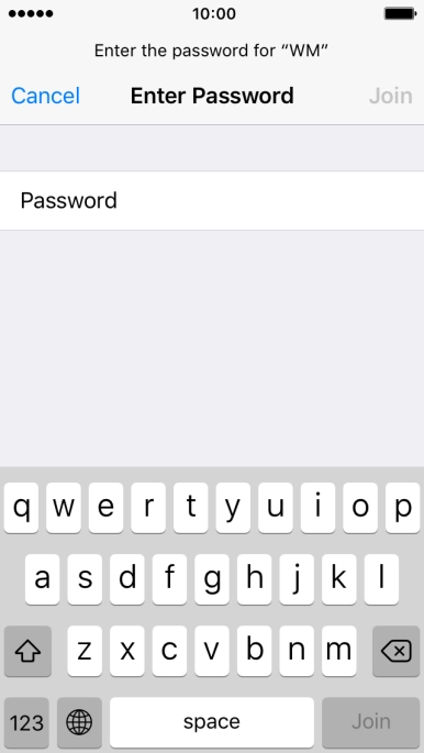 Press Password and key in the password for the Wi-Fi network.
