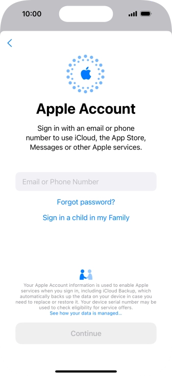 Press Email or Phone Number and key in the username for your Apple ID.