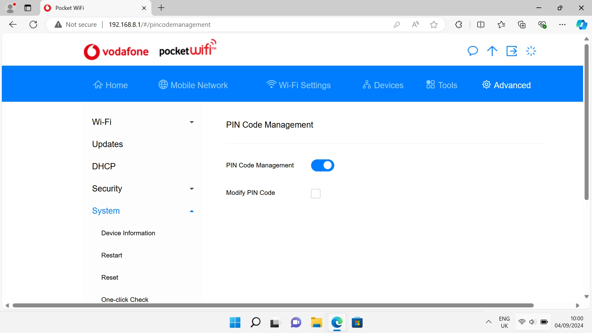 Click the field next to 