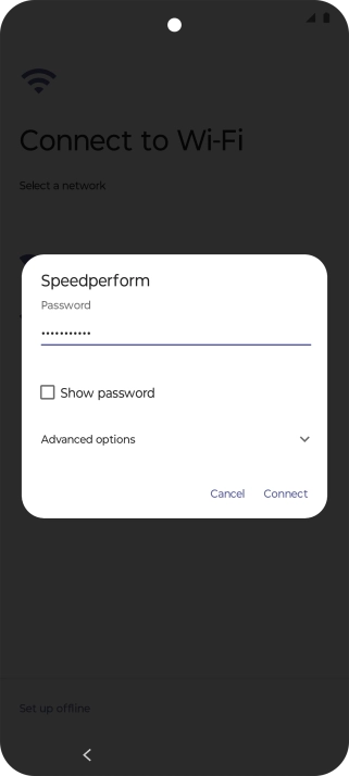 Key in the password for the Wi-Fi network and press Connect.