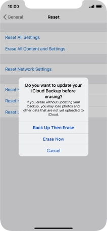 Press the required setting.