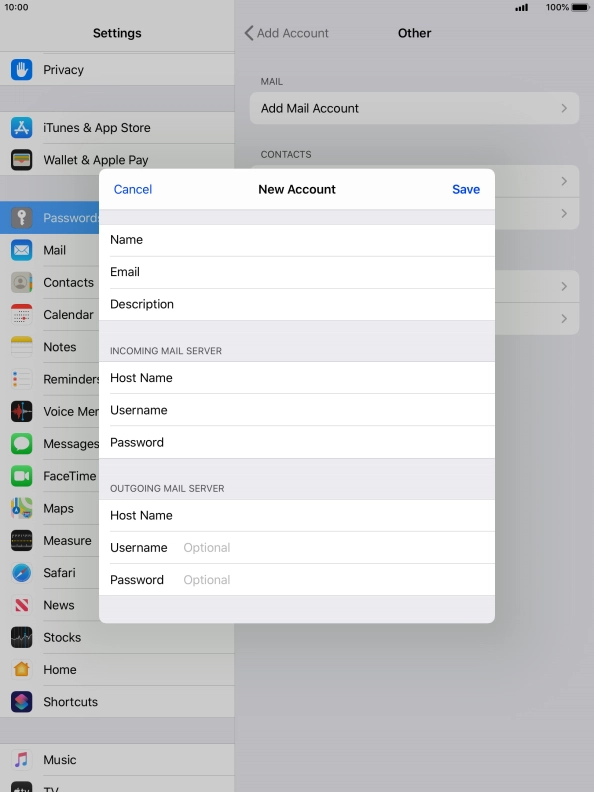 Press Username and key in the username for your email account. Please note that if you're using Vodafone's outgoing server, leave the username field empty. Press Username and key in the username for your email account. Please note that if you're using Vodafone's outgoing server, leave the username field empty.