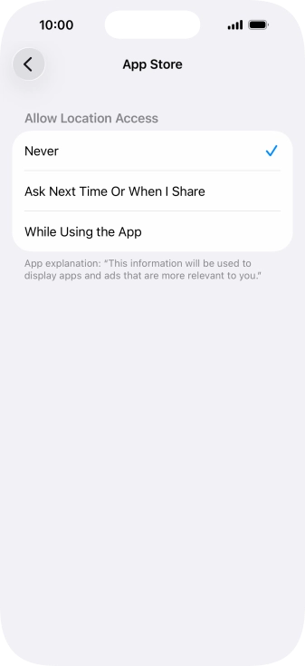 Press the required setting to turn the function on or off.