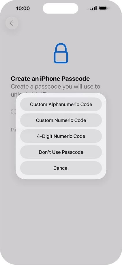 Follow the instructions on the screen to turn on use of phone lock code or press Don't Use Passcode. Follow the instructions on the screen to turn on use of phone lock code or press Don't Use Passcode.