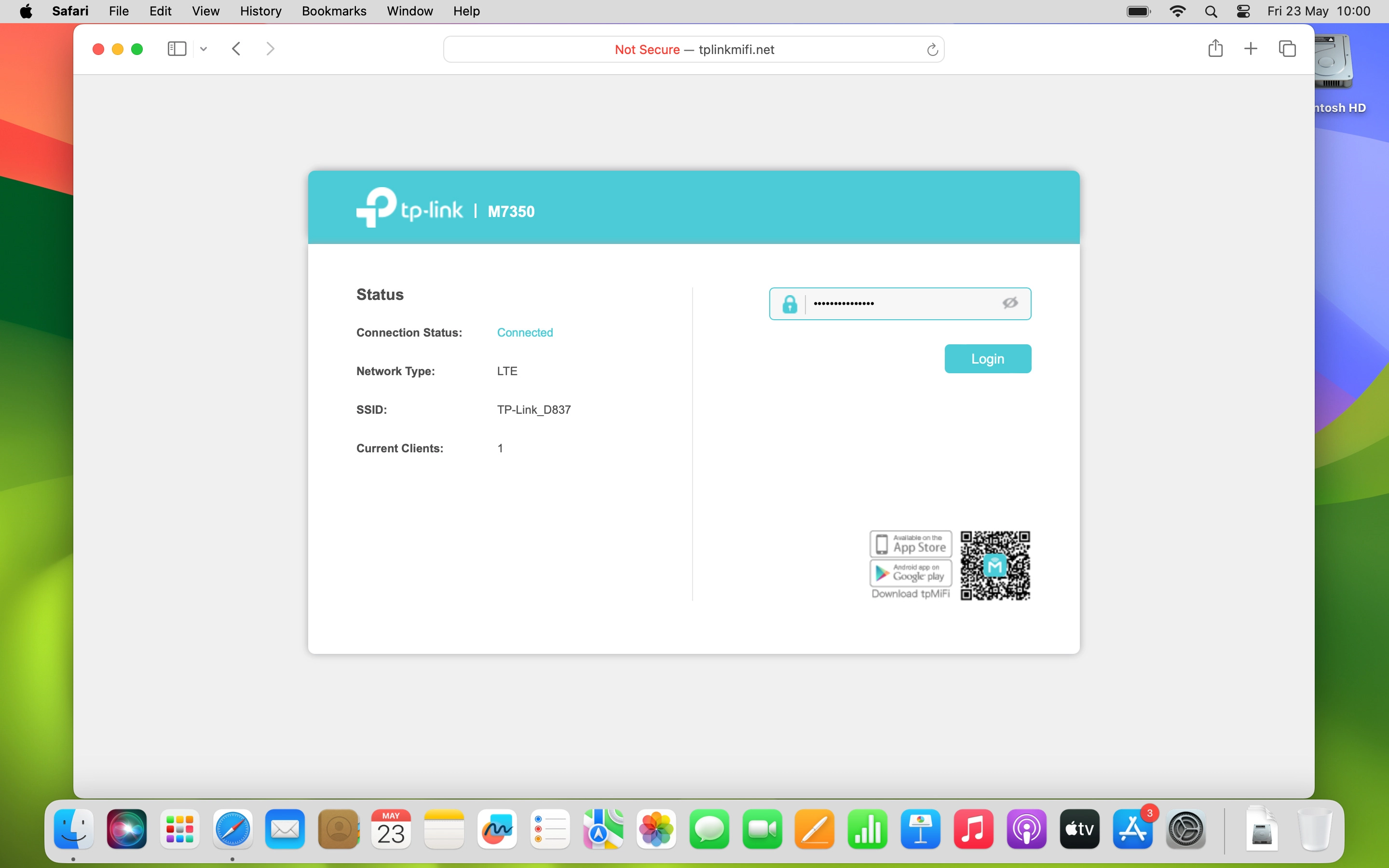 Key in the password for your router and click Login.