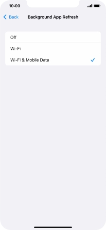To turn off background refresh of apps, press Off.