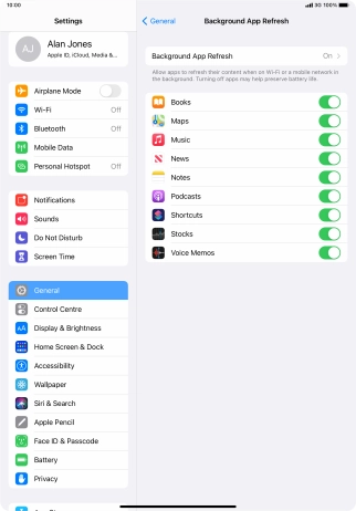 Press Background App Refresh.