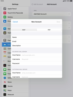 Press Host Name and key in the name of your email provider's incoming server. Press Host Name and key in the name of your email provider's incoming server.