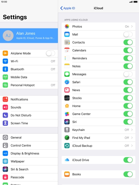 Press iCloud Backup.