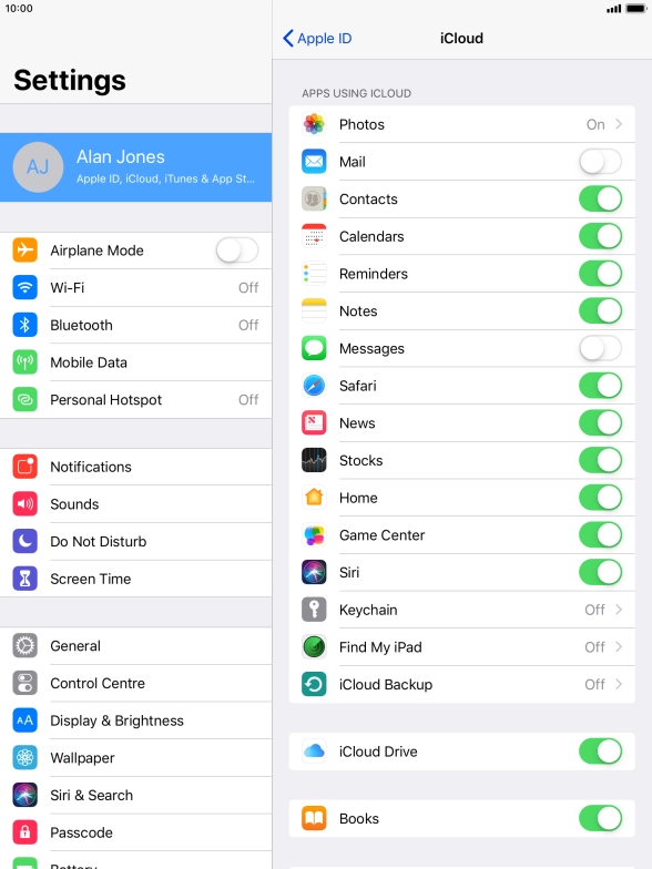 Press iCloud Backup.
