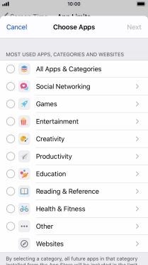 Press the required categories.