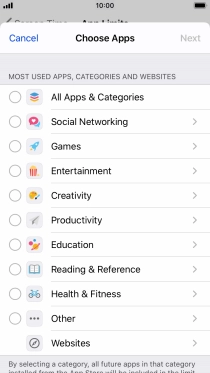 Press the required categories.