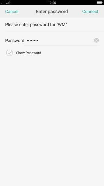 Key in the password for the Wi-Fi network and press Connect.