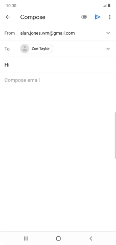Press the text input field and write the text for your email message.