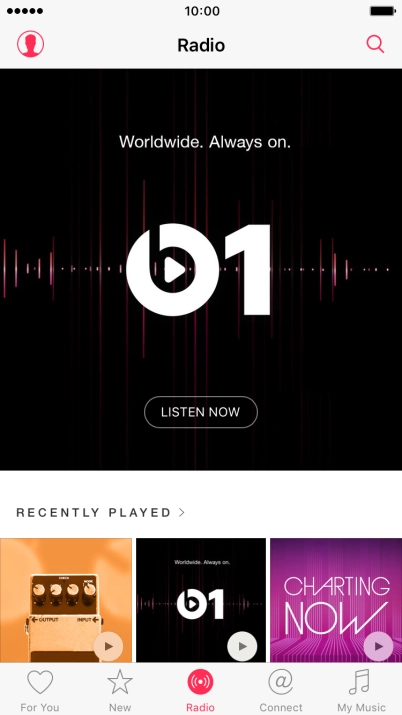 Press LISTEN NOW to start playback of Beats 1.