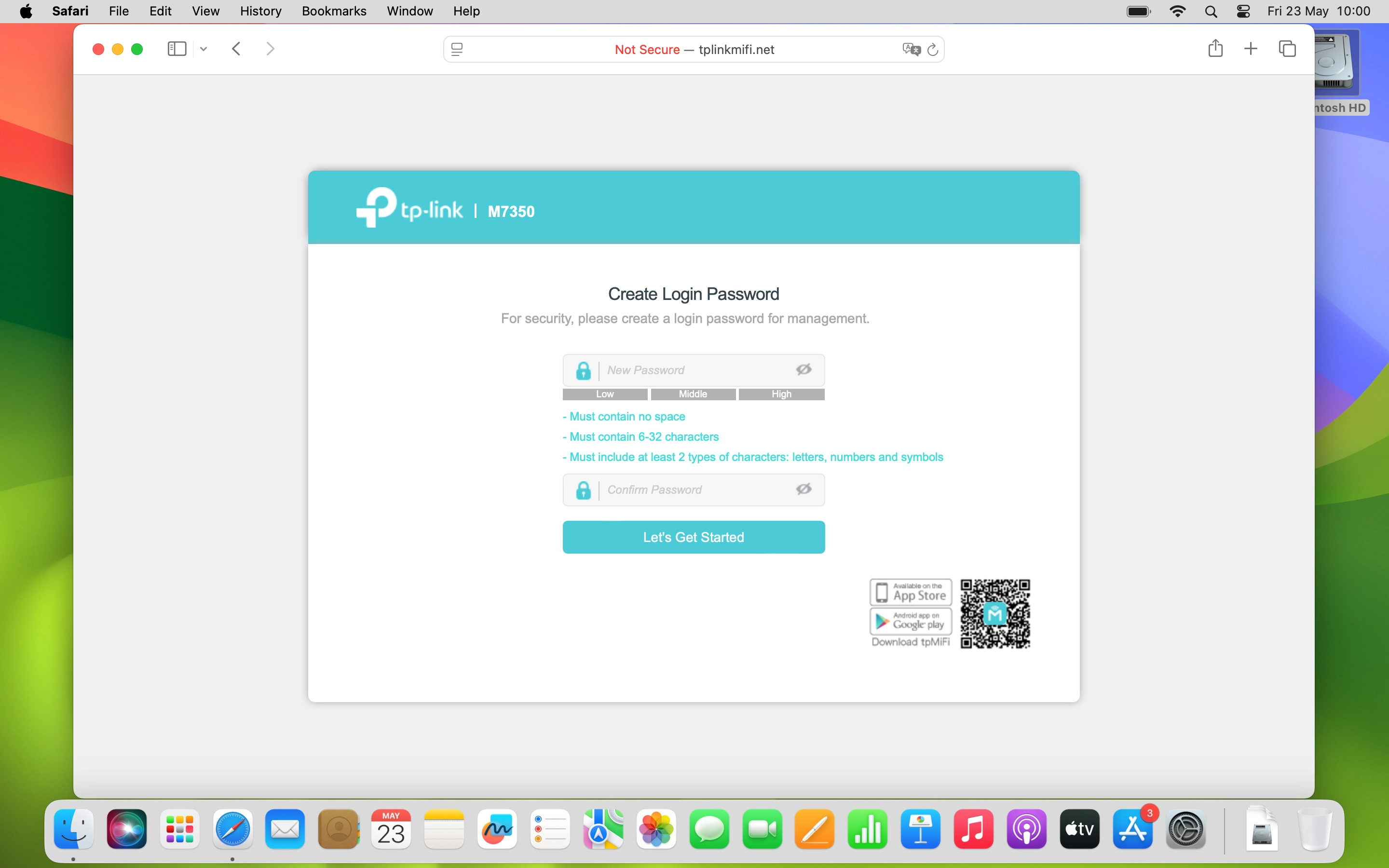 Click New Password and key in the required password.