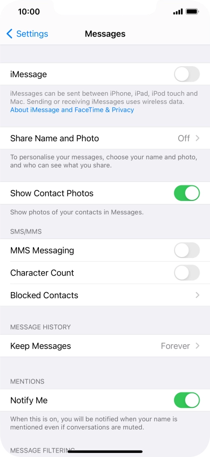 Press the indicator next to 