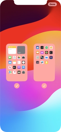 Press the fields below the required home screens to select or deselect them.