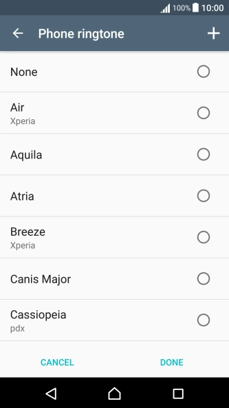 Press the add ring tone icon and go to the required ring tone.