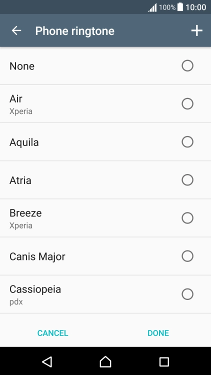 Press the add ring tone icon and go to the required ring tone.