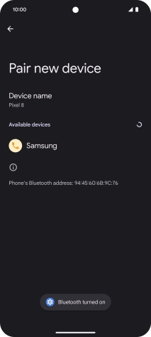 Press the required Bluetooth device and follow the instructions on the screen to pair the device with your phone.