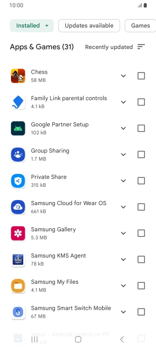 Press the required app.