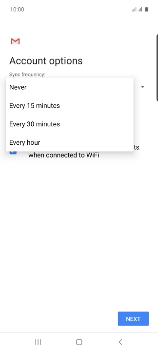 Press the required setting.