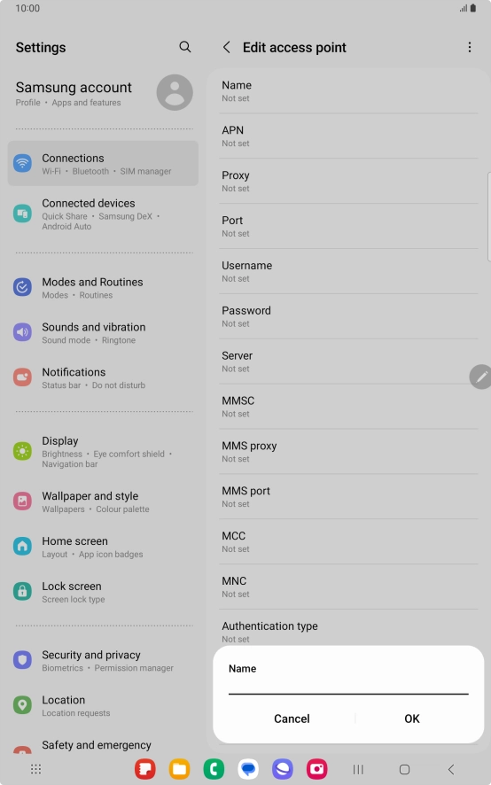 Key in Vodafone Internet and press OK.