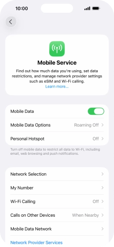 Press Mobile Data Options. Press Mobile Data Options.