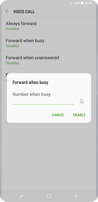 Key in +61414121121 and press ENABLE.